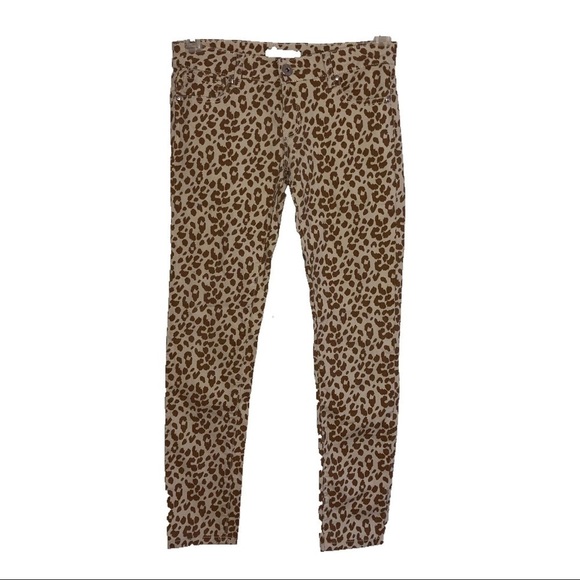 Zenana Outfitters Denim - Zenana Outfitters Mechanics Animal Print Skinny Jeans S Tan Brown